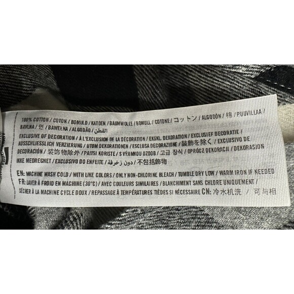 Hollister women size S button up long sleeve shirt flannel black white plaid - Picture 8 of 8